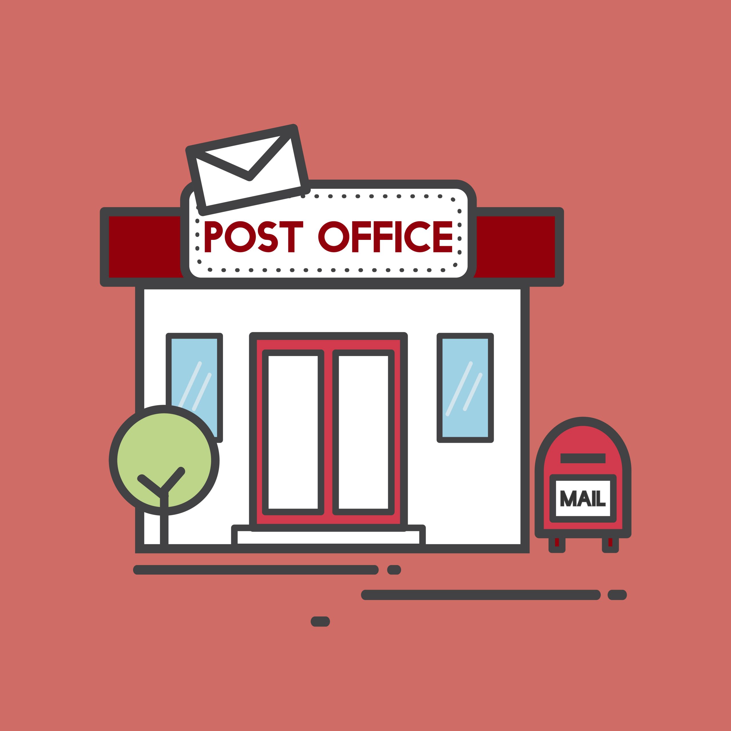 The bank is the post office